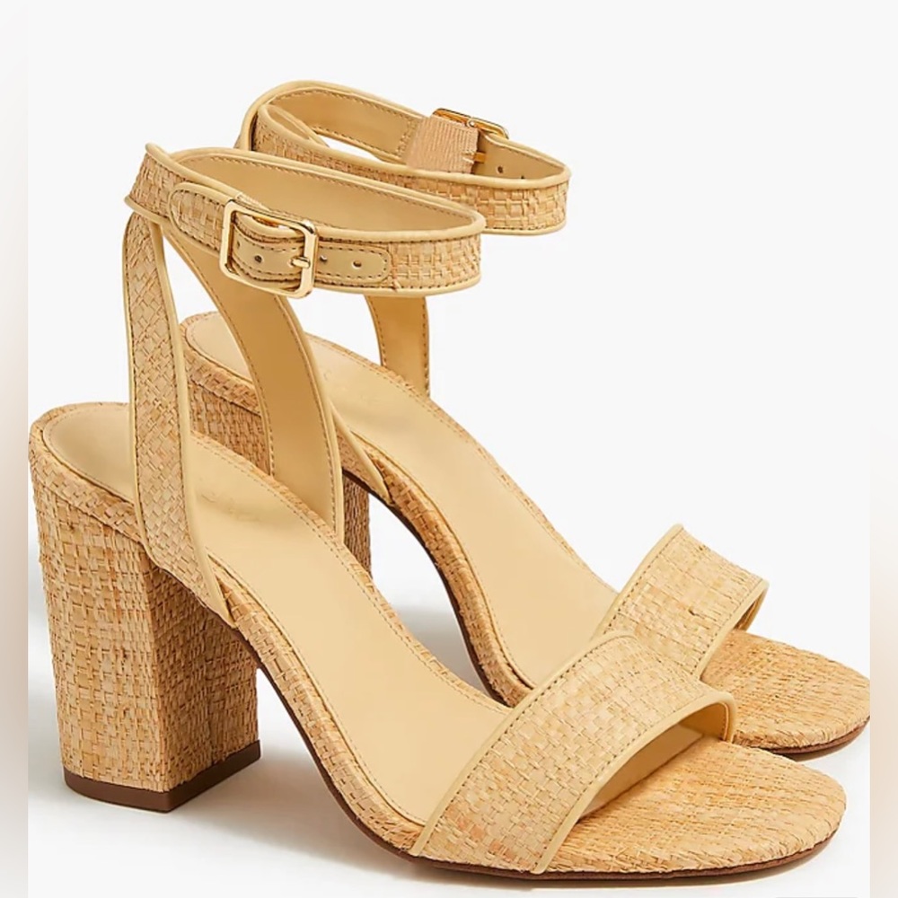 J crew ankle strap, beige heeled sandals